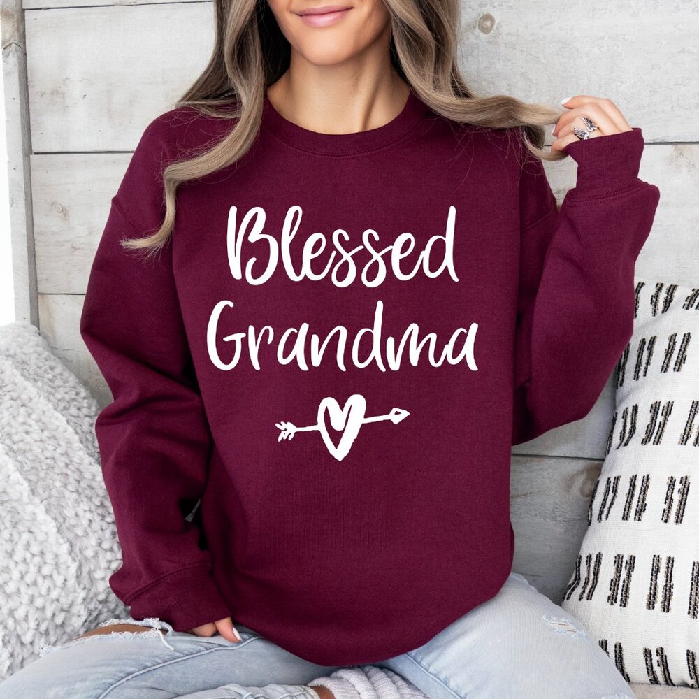 Blessed Grandma Sweatshirt Maroon | Grandma Gift